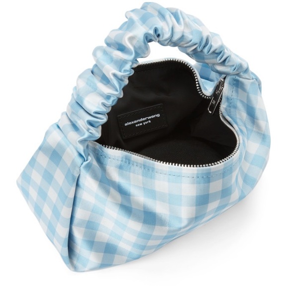 alexander wang blue and white check mini scrunchie bag - Picture 2 of 8